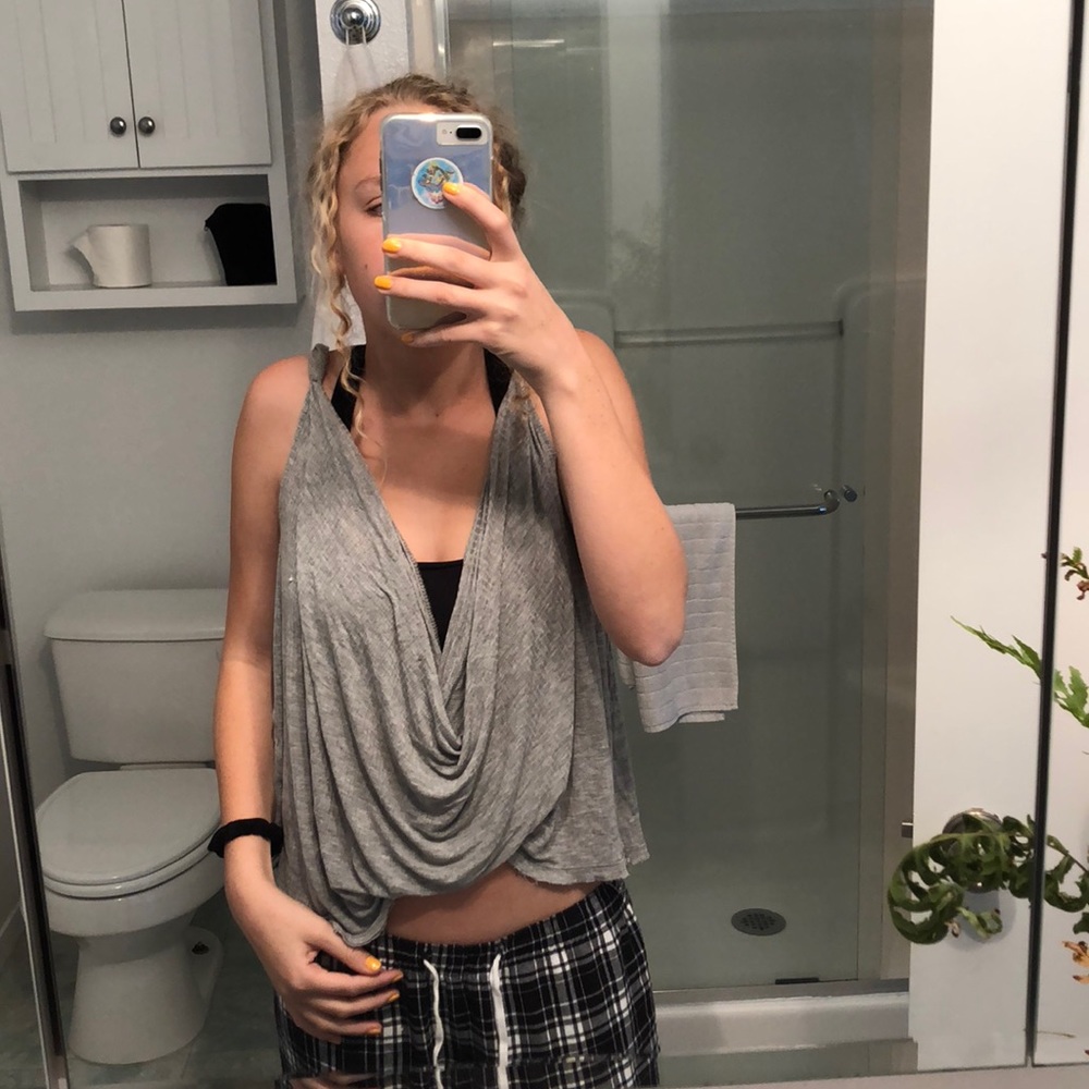 Light gray v neck